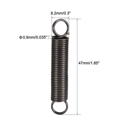 Harfington 0.9mm Wire Diax8.2mm ODx47mm Free Length Spring Steel Tension Spring 10pcs