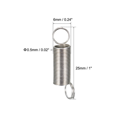 Harfington 0.5mm Wire Diax6mm ODx25mm Free Length Spring Steel Tension Spring 70pcs