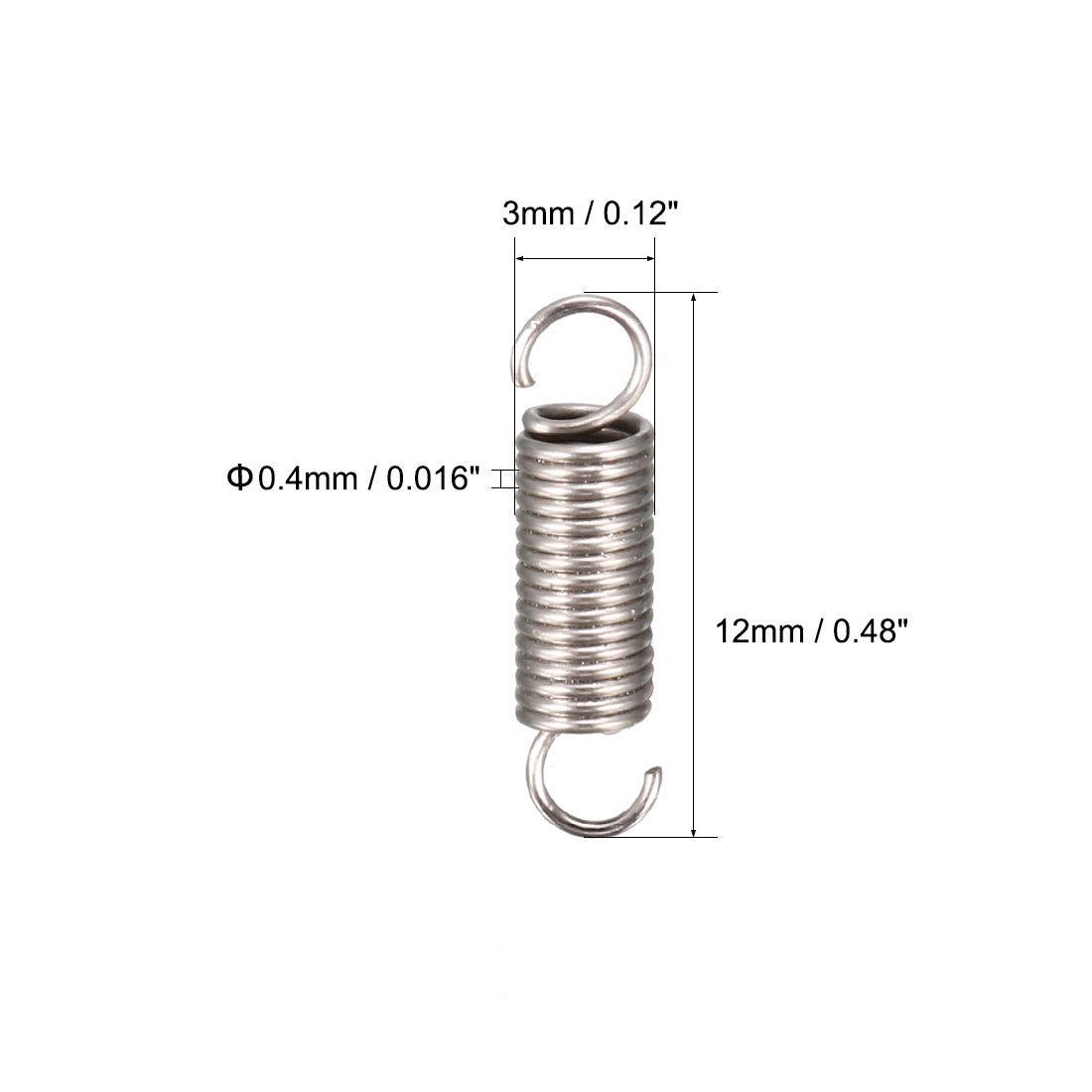 Harfington 0.4mm Wire Diax3mm ODx12mm Free Length Spring Steel Tension Spring 70pcs