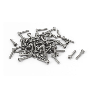 Harfington M2x10mm 0.4mm Pitch 304 Stainless Steel Hex Socket Head Cap Screw DIN912 55pcs
