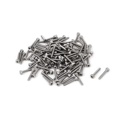 Harfington M2x12mm 0.4mm Pitch 304 Stainless Steel Hex Socket Head Cap Screw DIN912 120pcs