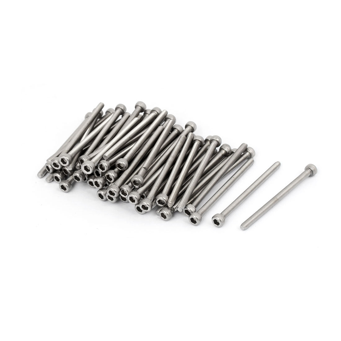 Harfington M3x45mm Thread 304 Stainless Steel Hex Socket Head Cap Screw Bolt DIN912 60pcs