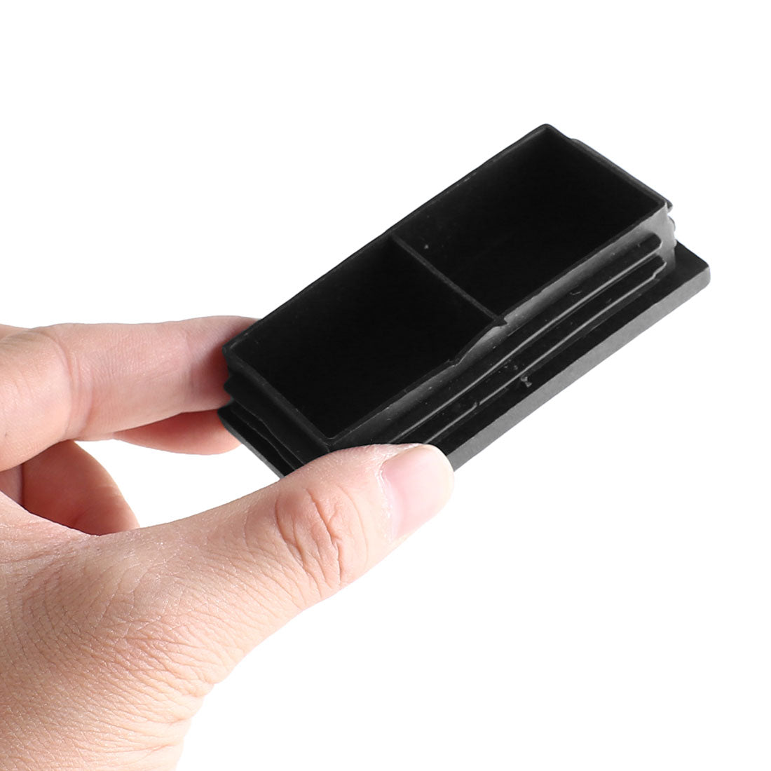 uxcell Uxcell Plastic Rectangle Two Compartments Table Chair Leg Feet Tubing Tube Insert Caps Covers Black 80 x 40mm 40pcs