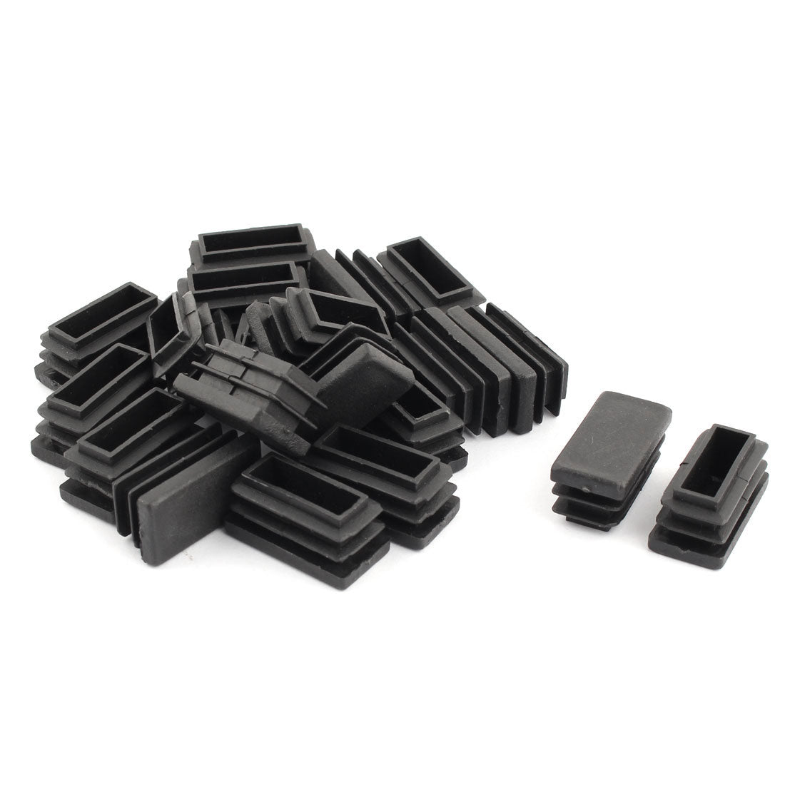 uxcell Uxcell Home Plastic Rectangle Table Chair Legs Protecter Tube Insert Black 30 x 15mm 20 Pcs