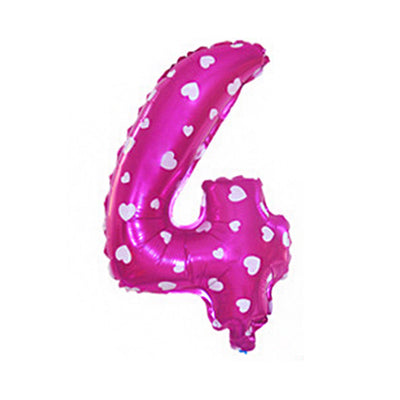 Harfington 16" Fuchsia Foil Number 4 Shape Balloon Helium Party Birthday Wedding Anniversary Festival Decor