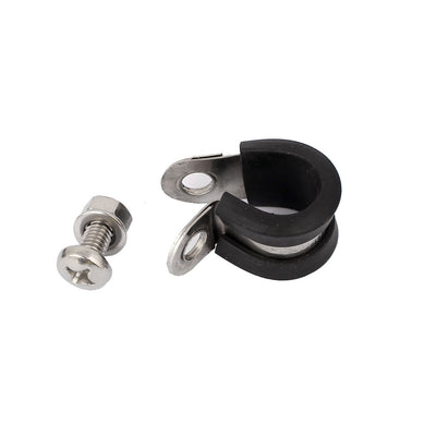 Harfington 13mm 304 Stainless Steel EPDM Rubber Lined P Clips Cable Mounting Hose Pipe Clamp 5pcs