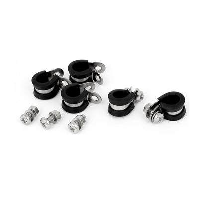 Harfington 13mm 304 Stainless Steel EPDM Rubber Lined P Clips Cable Mounting Hose Pipe Clamp 5pcs