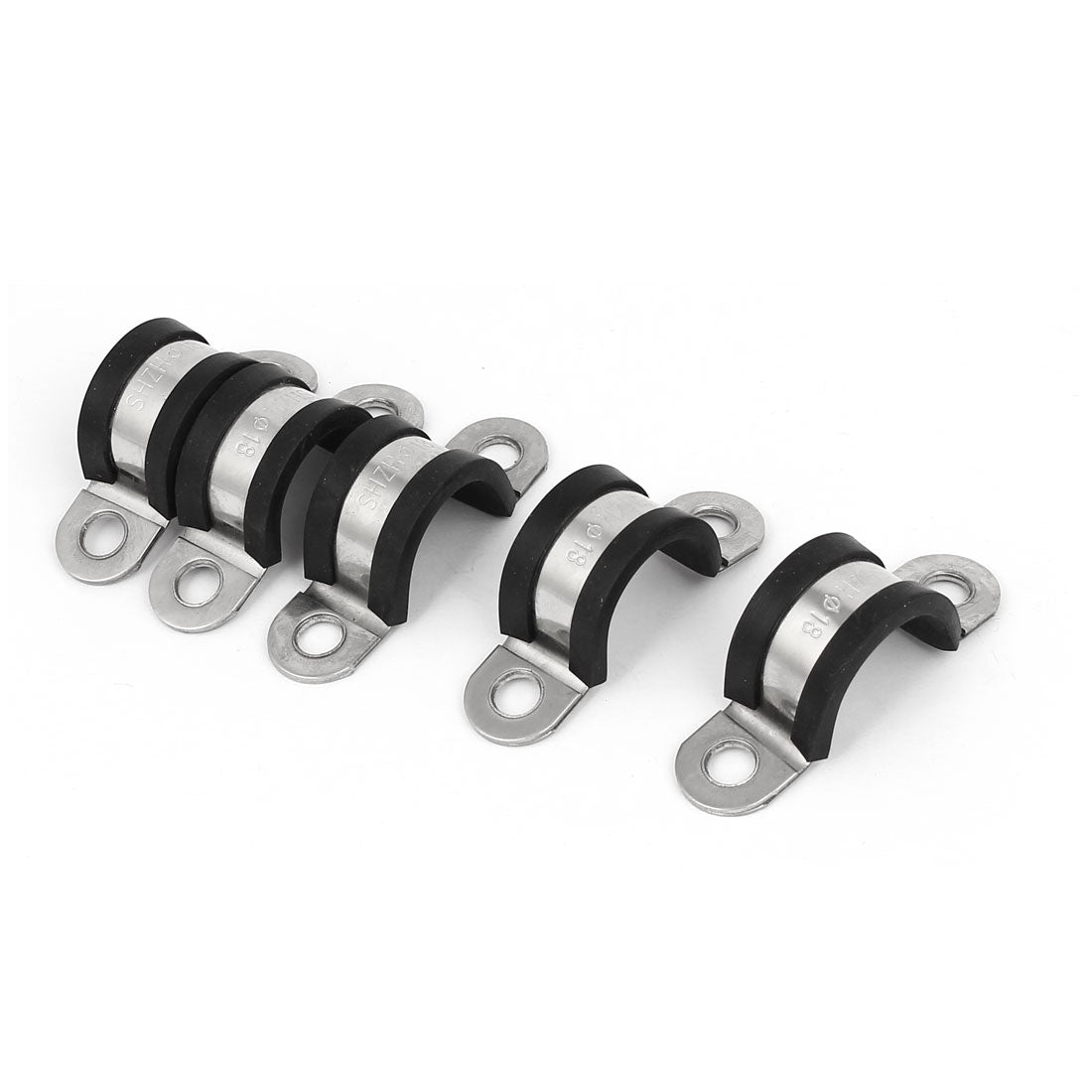 Harfington 18mm U Clips EPDM Rubber Lined Mounting Brackets Clamps 5pcs for Pipe Tube Cable