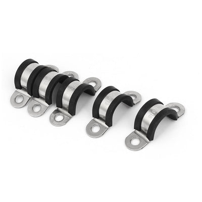 Harfington 18mm U Clips EPDM Rubber Lined Mounting Brackets Clamps 5pcs for Pipe Tube Cable