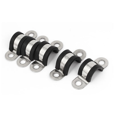 Harfington 16mm EPDM Rubber Lined U Clip Cable Wire Fuel Hose Pipe Clamps 5PCS