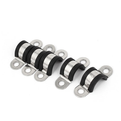 Harfington 15mm U Clips EPDM Rubber Lined Mounting Brackets Clamps 5 Pcs