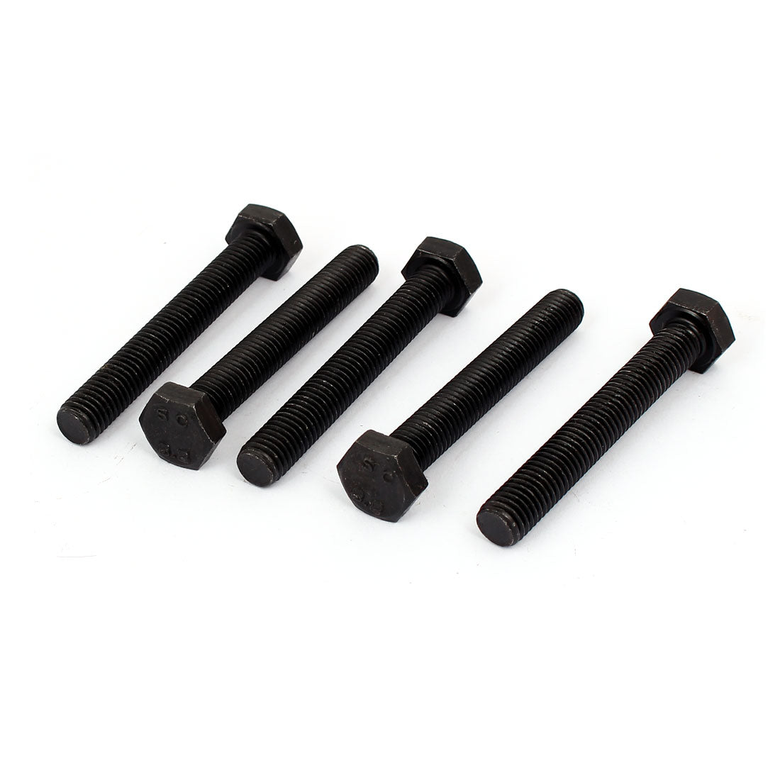 Harfington M10x70mm Grade 8.8 Fully Thread External Hex Cap Screw Fastener Bolt Black 5pcs