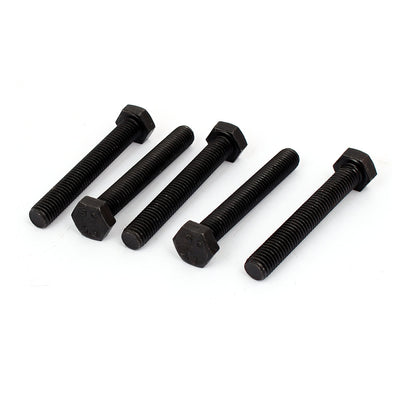 Harfington M10x70mm Grade 8.8 Fully Thread External Hex Cap Screw Fastener Bolt Black 5pcs
