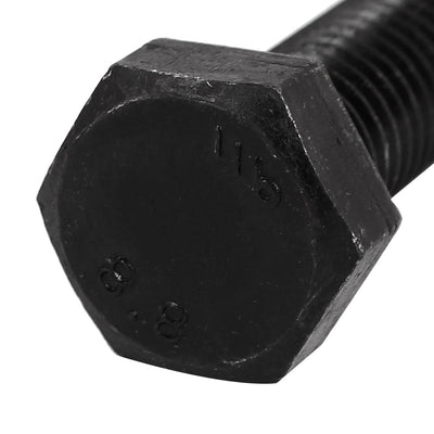 Harfington M10x75mm Grade 8.8 Fully Thread External Hex Cap Screw Fastener Bolt Black 5pcs