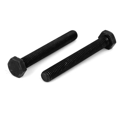 Harfington M10x75mm Grade 8.8 Fully Thread External Hex Cap Screw Fastener Bolt Black 5pcs
