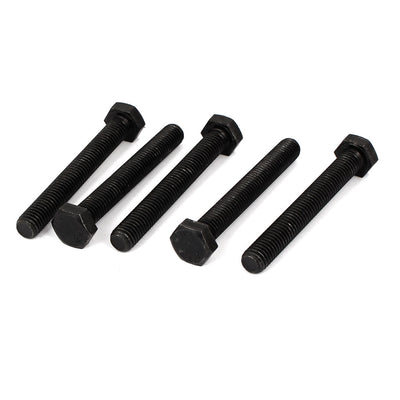 Harfington M10x75mm Grade 8.8 Fully Thread External Hex Cap Screw Fastener Bolt Black 5pcs