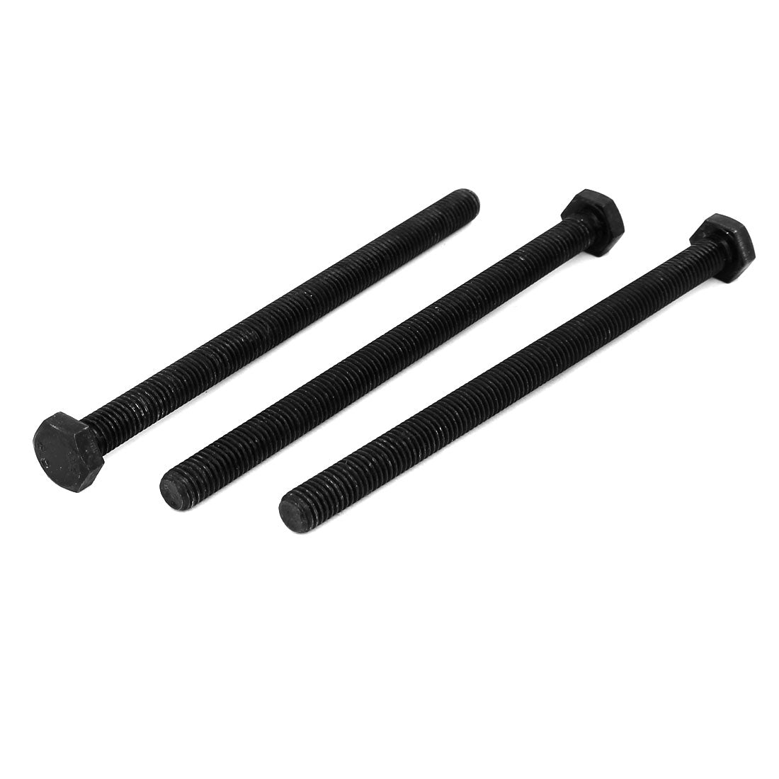 Harfington M10 x 150mm Grade 8.8 Fully Thread External Hex Cap Screw Fastener Black 3pcs