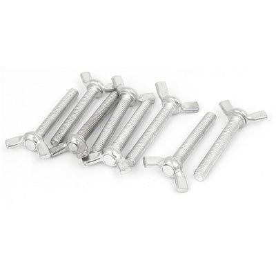 Harfington M6x40mm Thread Metal Wing Bolt Butterfly Screw Fastener Silver Tone 8pcs