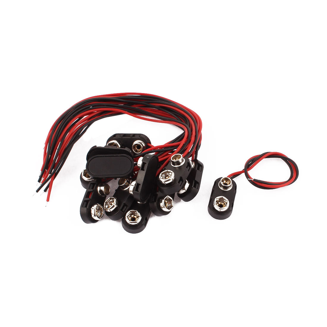 Harfington 13 Pcs 9 Volt Battery Clip Faux Leather Shell Buckle Connector Lead Wire 15cm