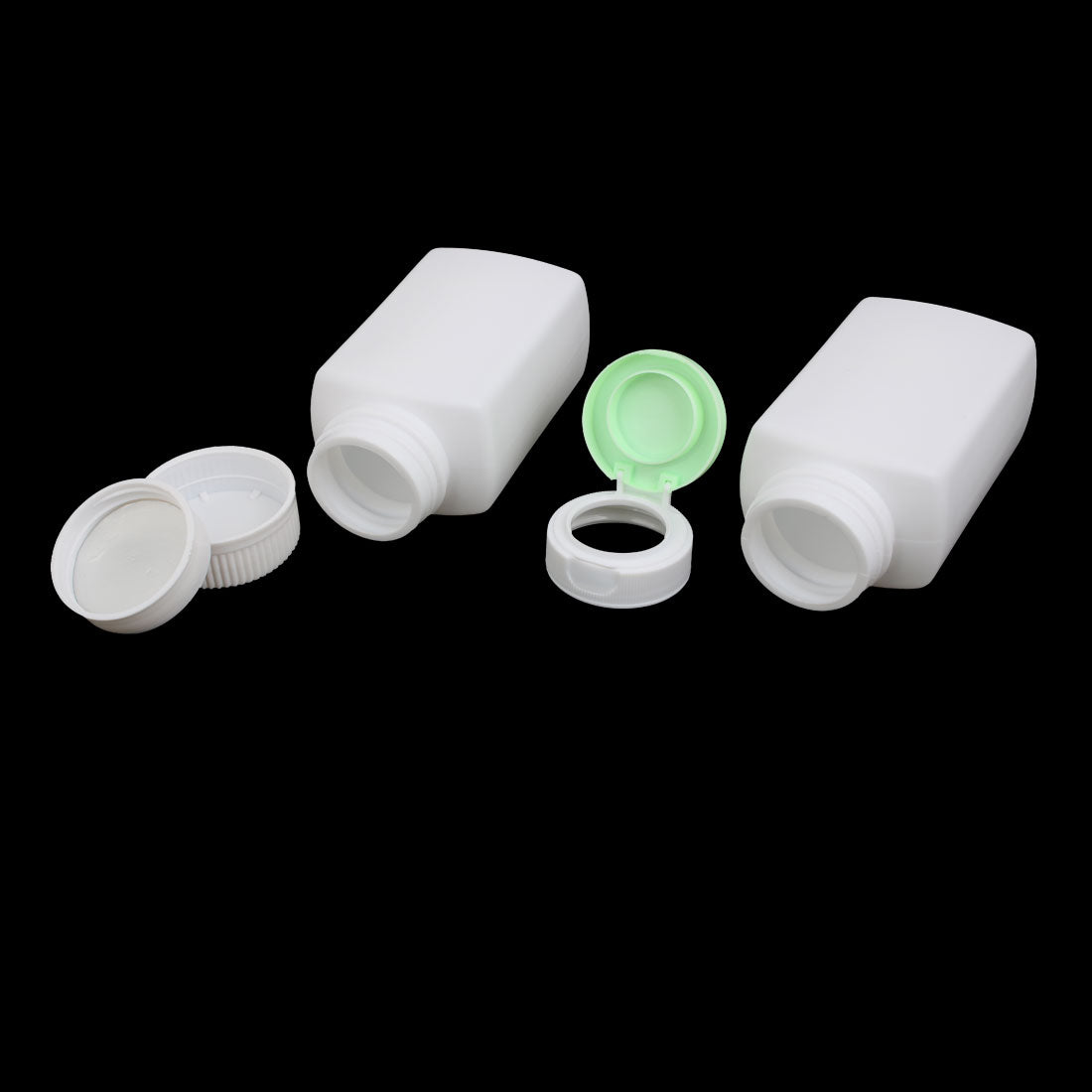 Harfington 150ml HDPE Plastic Rectangle Shaped Laboratory Experiment Bottle White Green 5pcs