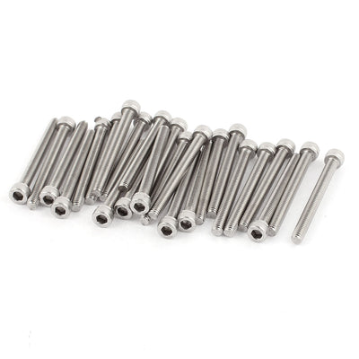 Harfington M5x50mm Thread 304 Stainless Steel Hex Socket Head Cap Screw Bolt DIN912 25pcs