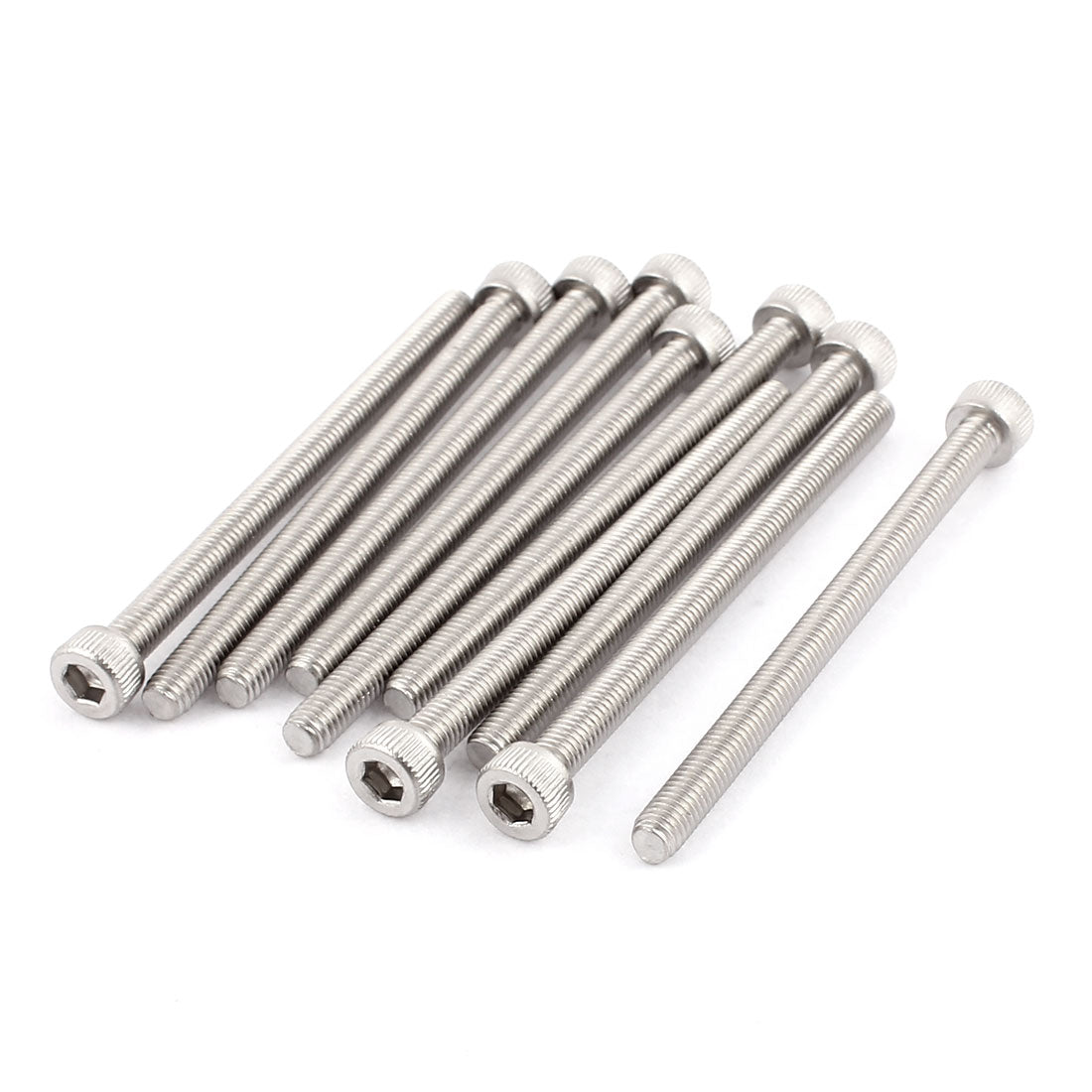 Harfington M5x70mm Thread 304 Stainless Steel Hex Socket Head Cap Screw Bolt DIN912 10pcs