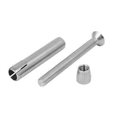 Harfington M6 x 60mm 304 Stainless Steel Hex Socket Countersunk Head Sleeve  3PCS