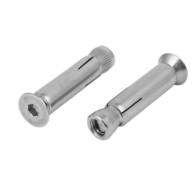 Harfington M8 x 50mm 304 Stainless Steel Hex Socket Countersunk Head Sleeve  2PCS