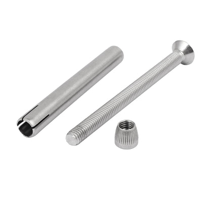 Harfington M8 x 100mm 304 Stainless Steel Hex Socket Countersunk Head Sleeve  2PCS