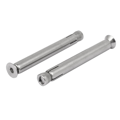 Harfington M8 x 100mm 304 Stainless Steel Hex Socket Countersunk Head Sleeve  2PCS