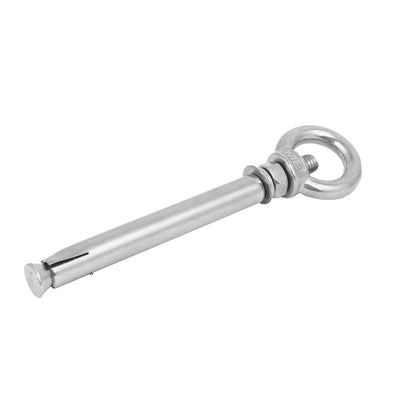 Harfington M8 x 120mm 304 Stainless Steel Ring Lifting Sleeve Anchor Expansion Eye Bolt