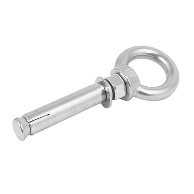 Harfington M12 x 100mm 304 Stainless Steel Ring Lifting Sleeve Anchor Expansion Eye Bolt