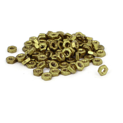 Harfington M2 Brass Machine Screw Insert Lock Hex Hexagon Nut Fastener 100pcs