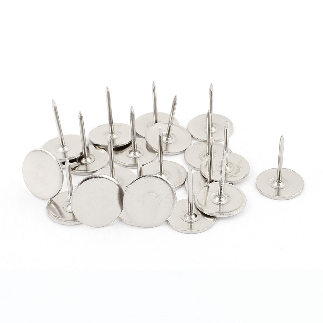 Harfington 19 mm Durchmesser, runder Kopf, Polsternägel, Reißnägel, silberfarben, 20 Stück