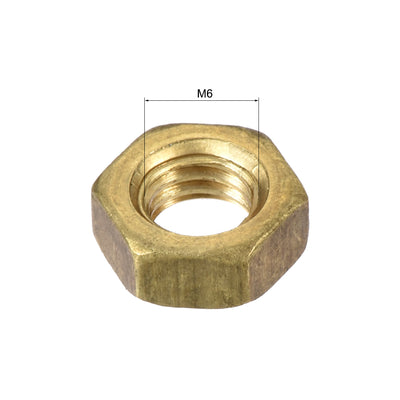 Harfington M6 Brass Finished Metric Hex Nut Fastener Brass Tone 10pcs