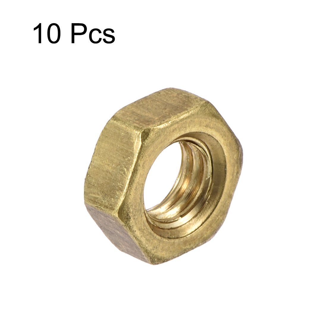 Harfington M6 Brass Finished Metric Hex Nut Fastener Brass Tone 10pcs