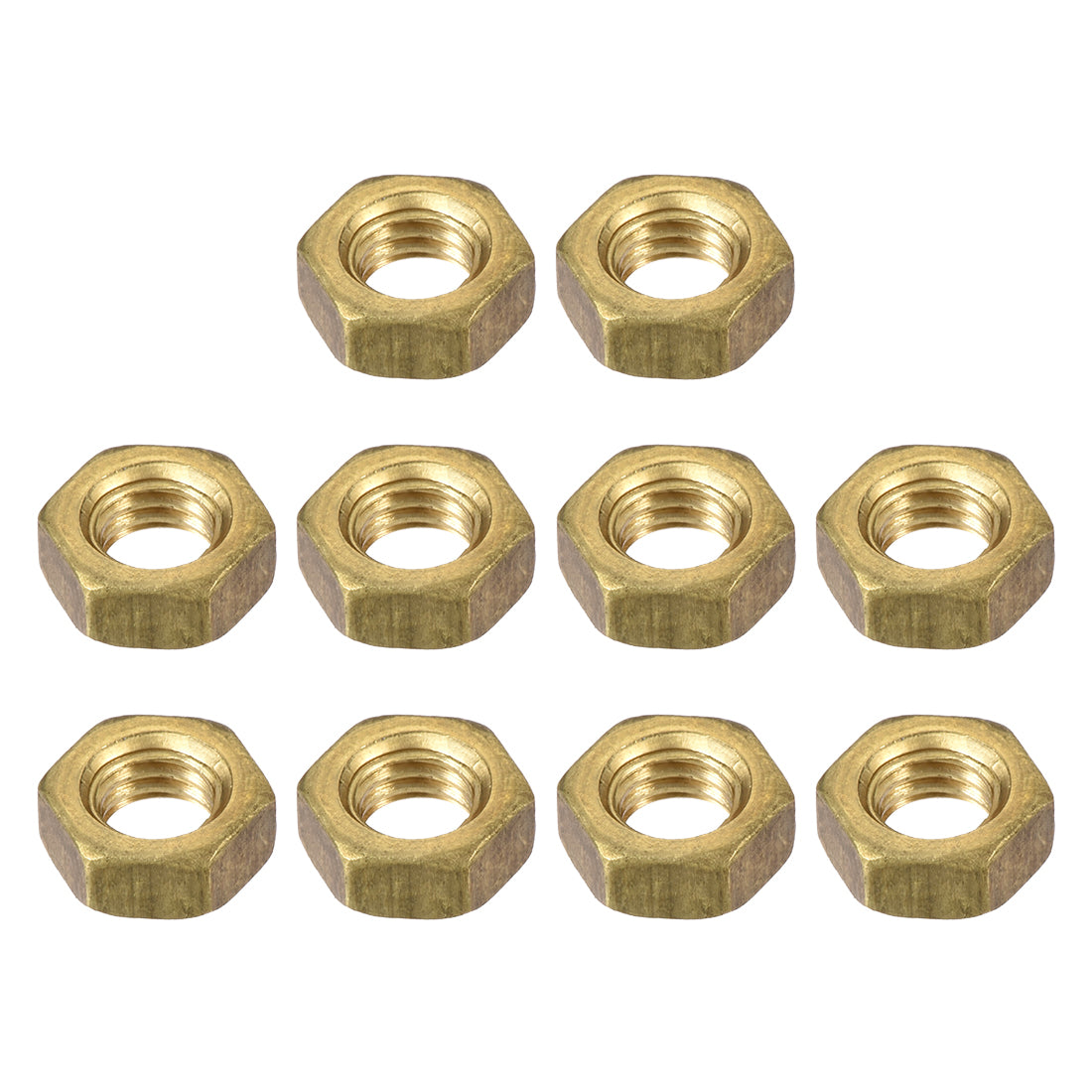 Harfington M6 Brass Finished Metric Hex Nut Fastener Brass Tone 10pcs