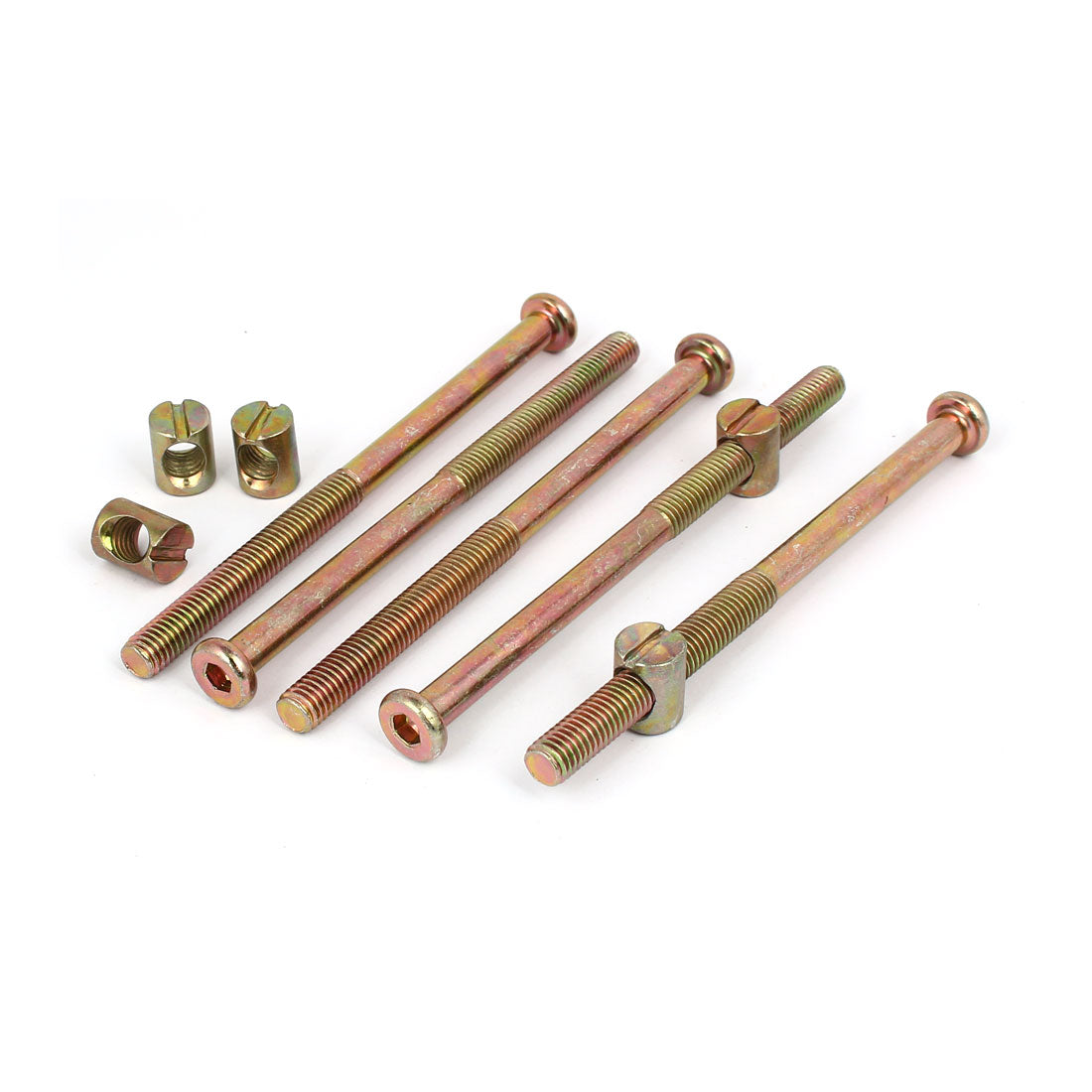Harfington M8x120mm 57mm Long Thread Hex Key Drive Socket Furniture Bolt w Barrel Nut 5 Set