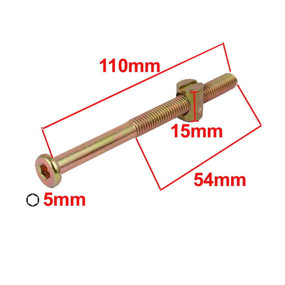 Harfington M8x110mm 54mm Long Thread Hex Key Drive Socket Furniture Bolt w Barrel Nut 5 Set