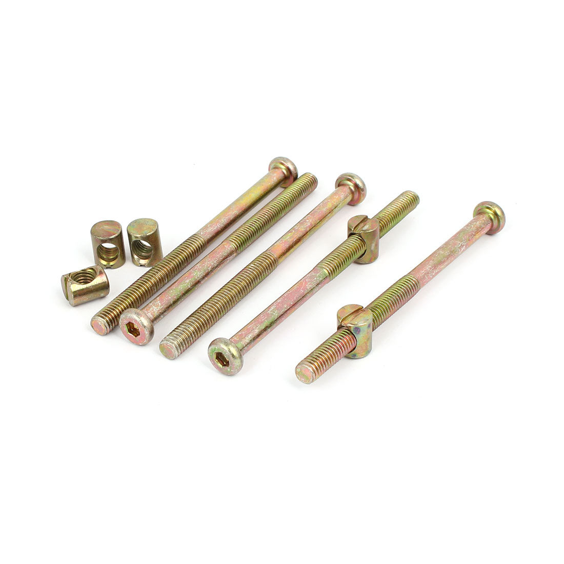 Harfington M8x110mm 54mm Long Thread Hex Key Drive Socket Furniture Bolt w Barrel Nut 5 Set