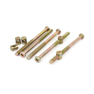 Harfington M8x110mm 54mm Long Thread Hex Key Drive Socket Furniture Bolt w Barrel Nut 5 Set