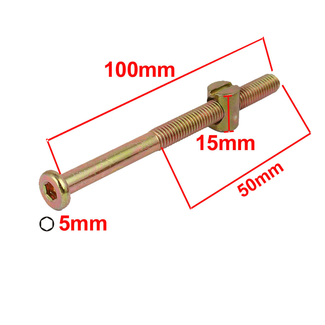 Harfington M8x100mm Hex Key Drive Socket Furniture Bolt w Barrel Nut 5 Set