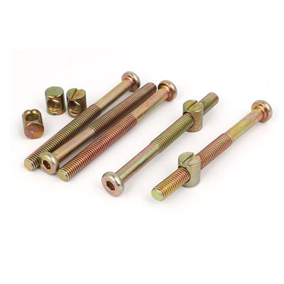Harfington M8x90mm 56mm Long Thread Hex Drive Socket Cap Bolt w M8x15mm Barrel Nut 5 Set