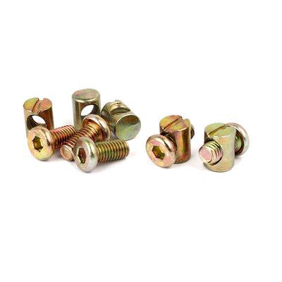 Harfington M8x16mm Hex Key Drive Socket Cap Furniture Bolt w M8x15mm Barrel Nut 5 Set