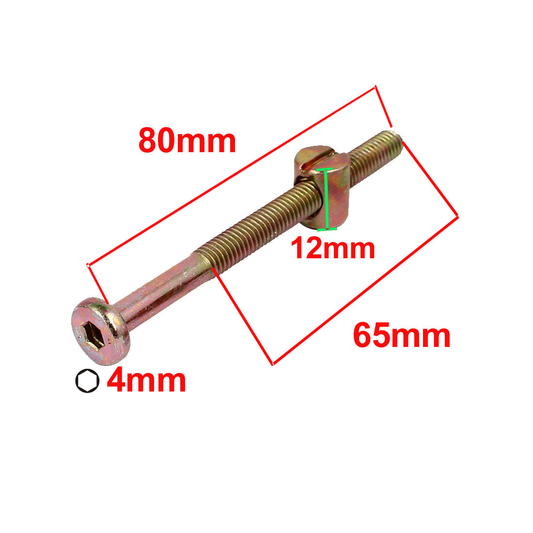 Harfington M6x80mm 65mm Long Thread Hex Key Drive Socket Cap Furniture Bolt w M6x12mm Nut 10 Set