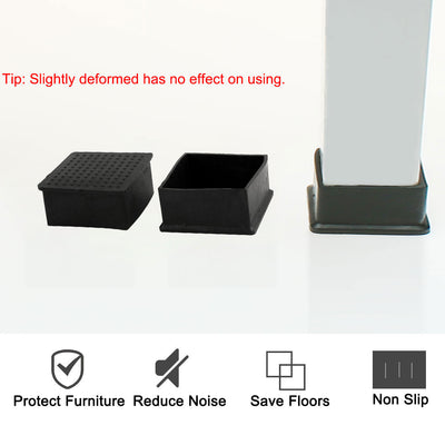 Harfington Uxcell Home Rubber Square Anti Slip Table Chair Furniture Foot Cover Black 60 x 60mm 4 Pcs