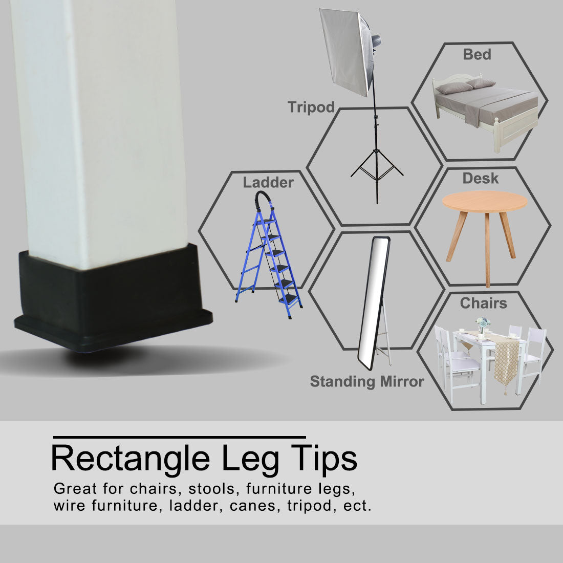 uxcell Uxcell Home Rubber Square Anti Slip Table Chair Furniture Foot Cover Black 60 x 60mm 4 Pcs