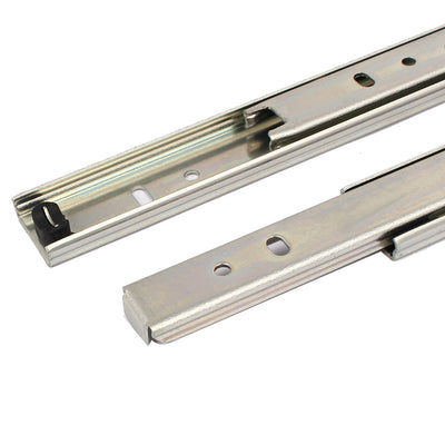 Harfington 16-inch 2 Sections Telescoping Ball Bearing Damper Drawer Slide Silver Tone 2pcs
