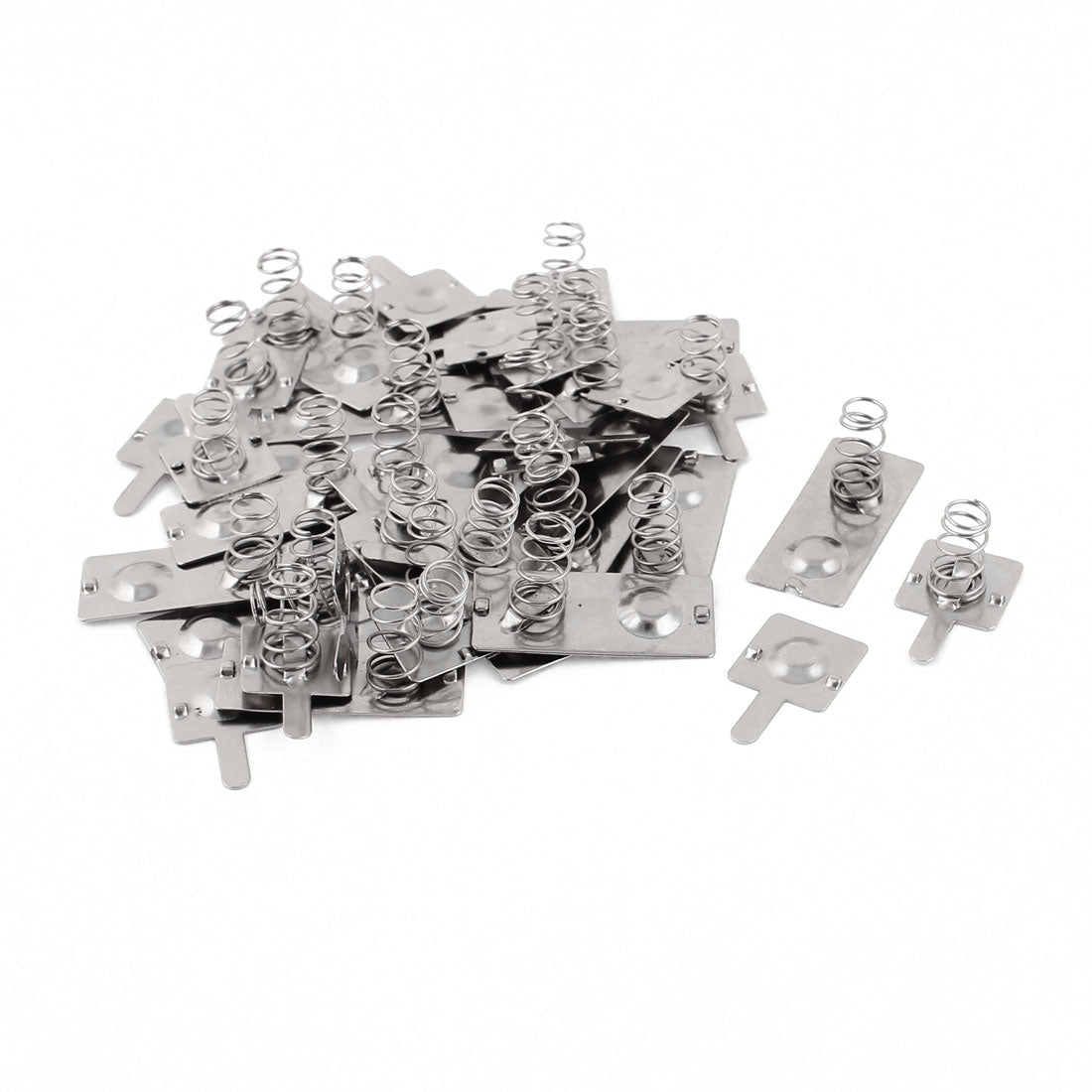 Harfington 14 Sets Metal 2 x AA Batteries Positive Negative Spring Plate Silver Tone