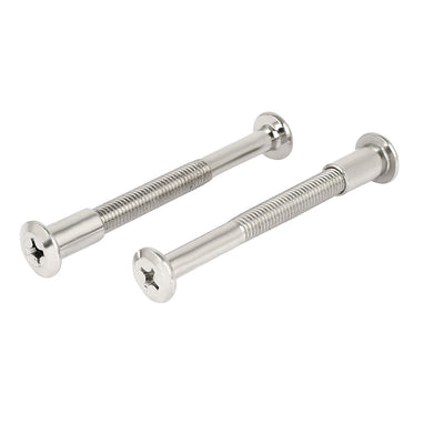 Harfington M8x80mm Metal Phillips Countersunk Head Screw Bolts Dowel Barrel Nuts Half Thread 10 Pcs